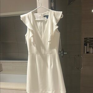 French Connection White Sheath Mini Dress V-Neck